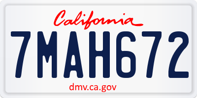 CA license plate 7MAH672