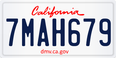 CA license plate 7MAH679