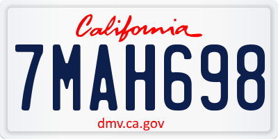 CA license plate 7MAH698