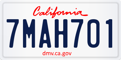 CA license plate 7MAH701