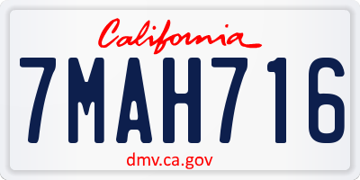 CA license plate 7MAH716