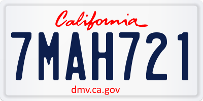 CA license plate 7MAH721