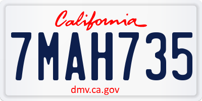 CA license plate 7MAH735