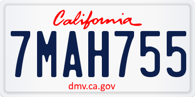 CA license plate 7MAH755