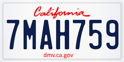 CA license plate 7MAH759