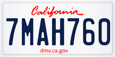 CA license plate 7MAH760