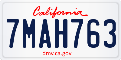 CA license plate 7MAH763