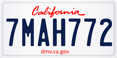 CA license plate 7MAH772