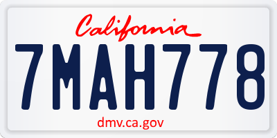 CA license plate 7MAH778