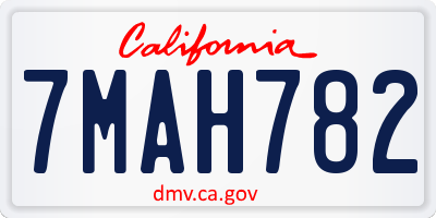 CA license plate 7MAH782
