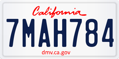 CA license plate 7MAH784