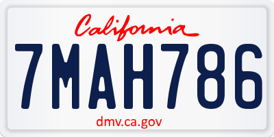 CA license plate 7MAH786
