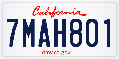 CA license plate 7MAH801