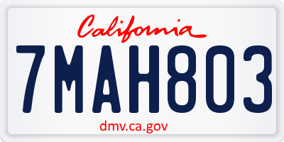 CA license plate 7MAH803