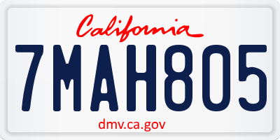 CA license plate 7MAH805