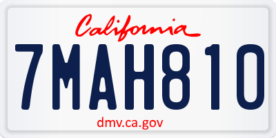 CA license plate 7MAH810