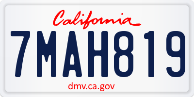 CA license plate 7MAH819