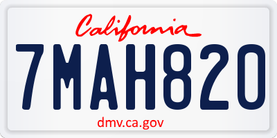 CA license plate 7MAH820