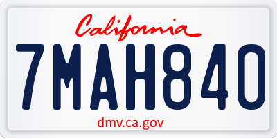 CA license plate 7MAH840