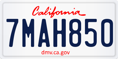 CA license plate 7MAH850