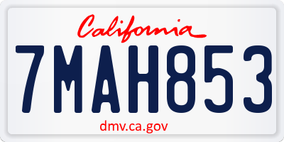 CA license plate 7MAH853