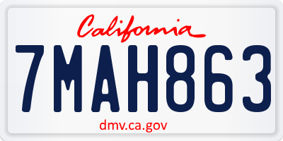 CA license plate 7MAH863