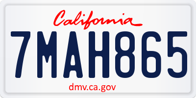 CA license plate 7MAH865