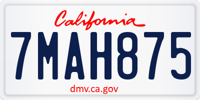 CA license plate 7MAH875