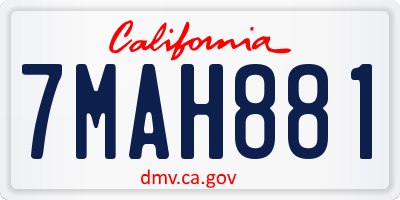 CA license plate 7MAH881