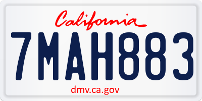 CA license plate 7MAH883