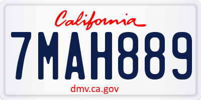 CA license plate 7MAH889