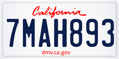 CA license plate 7MAH893