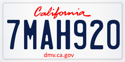CA license plate 7MAH920