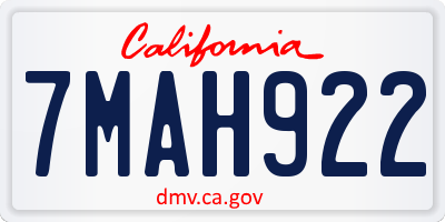 CA license plate 7MAH922