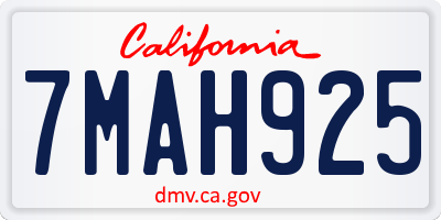 CA license plate 7MAH925