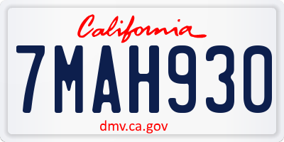 CA license plate 7MAH930
