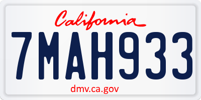 CA license plate 7MAH933