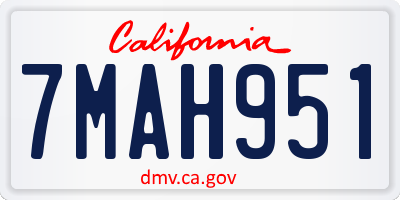 CA license plate 7MAH951