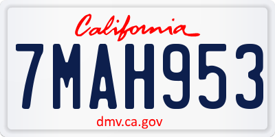 CA license plate 7MAH953