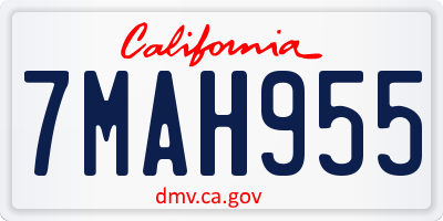 CA license plate 7MAH955
