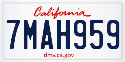 CA license plate 7MAH959