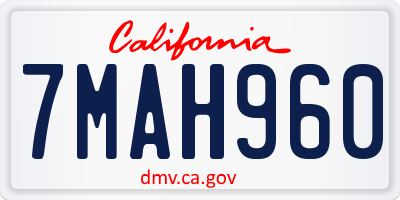 CA license plate 7MAH960