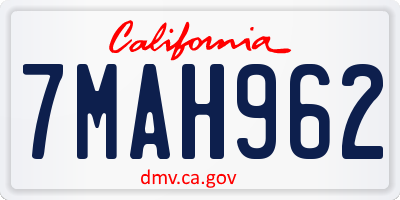 CA license plate 7MAH962