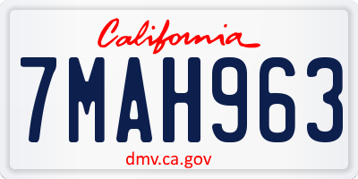 CA license plate 7MAH963
