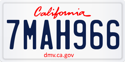 CA license plate 7MAH966