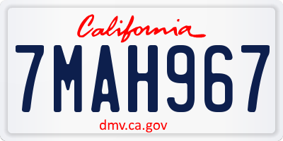 CA license plate 7MAH967