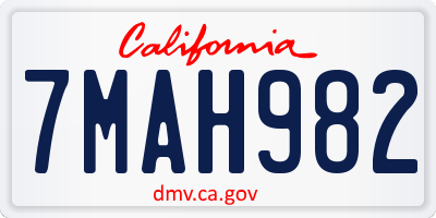 CA license plate 7MAH982