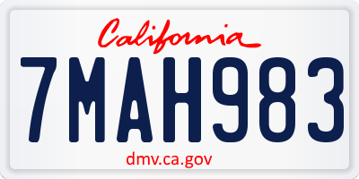 CA license plate 7MAH983