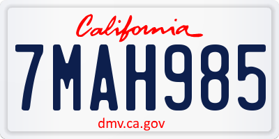 CA license plate 7MAH985