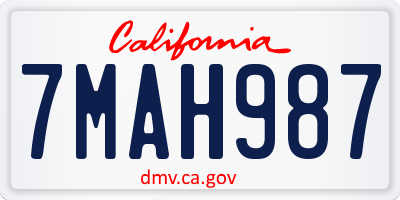 CA license plate 7MAH987